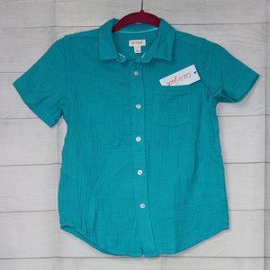 Cat & Jack Boys Button Up Teal in Sz S. NWT
